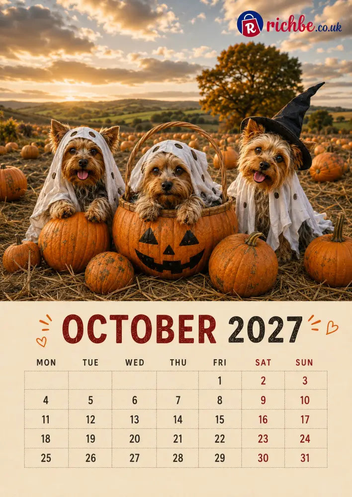 2027 Funny Yorkshire Terrier Wall Calendar | A4 Hanging Calendar - Calendar