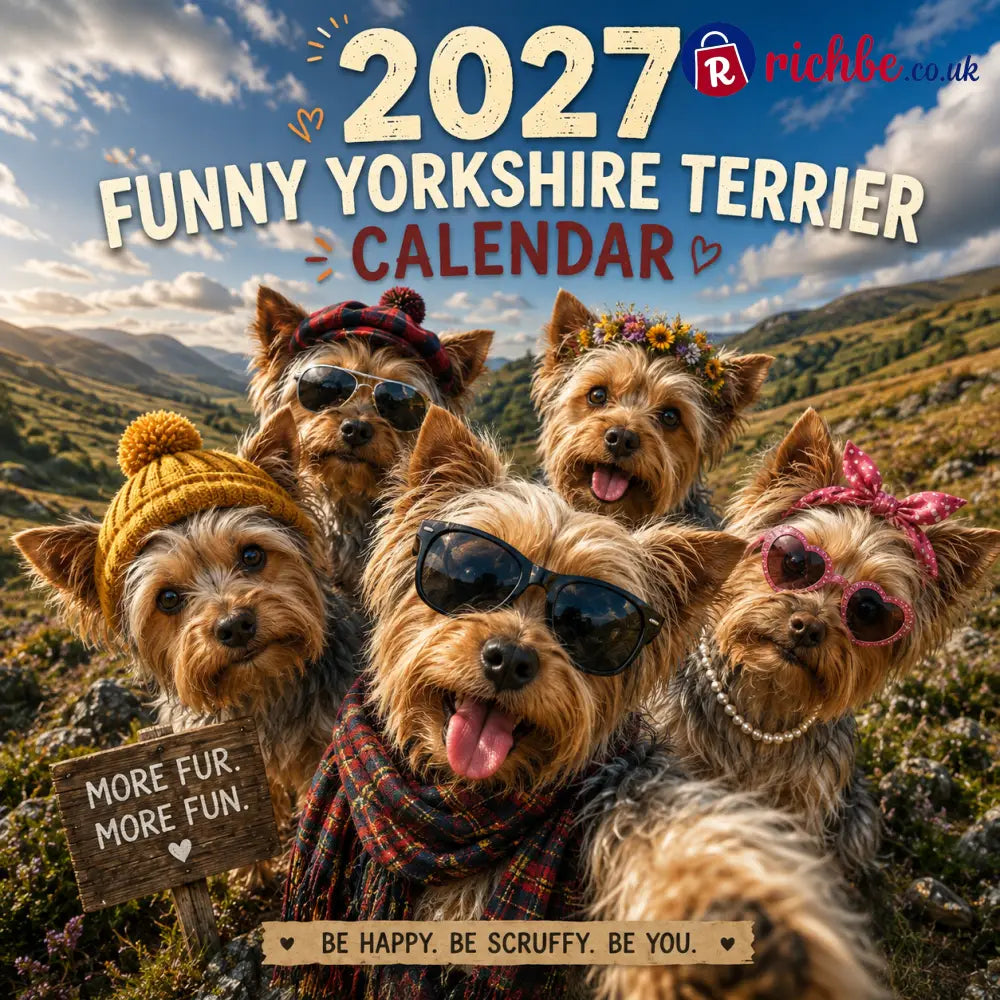 2027 Funny Yorkshire Terrier Wall Calendar | A4 Hanging Calendar - Calendar
