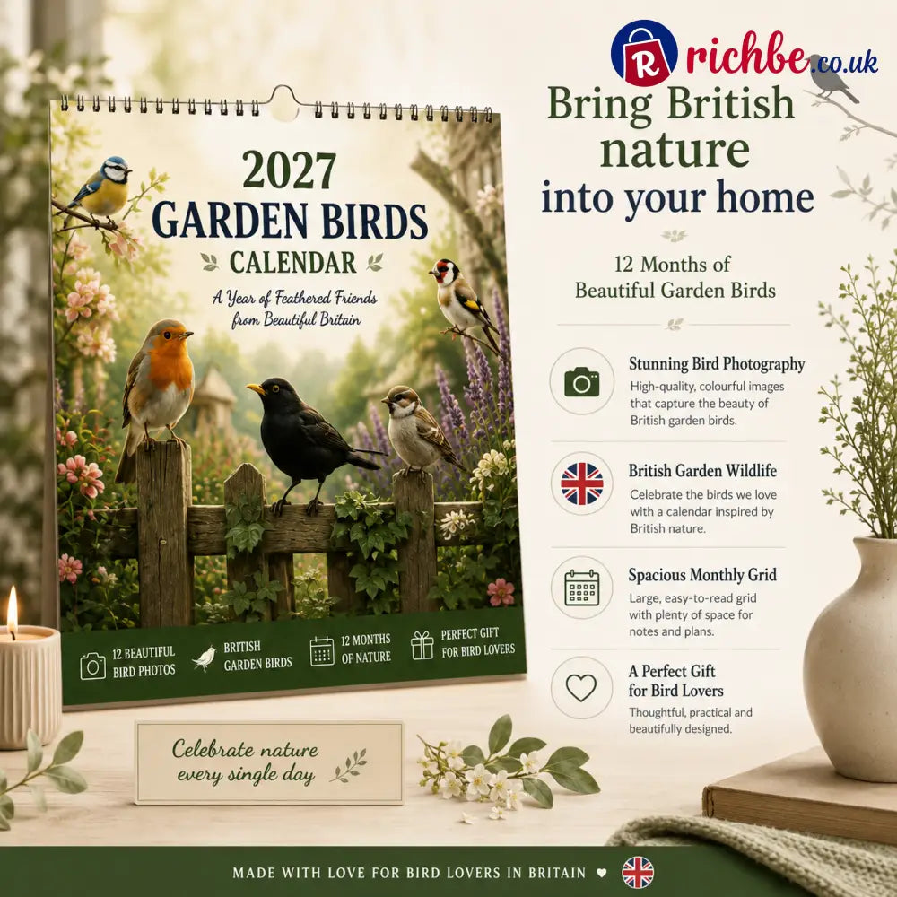 🐦 2027 Garden Birds Calendar – 12 Months of Beautiful British Birds & Nature Moments – Wall Calendar Gift for Bird