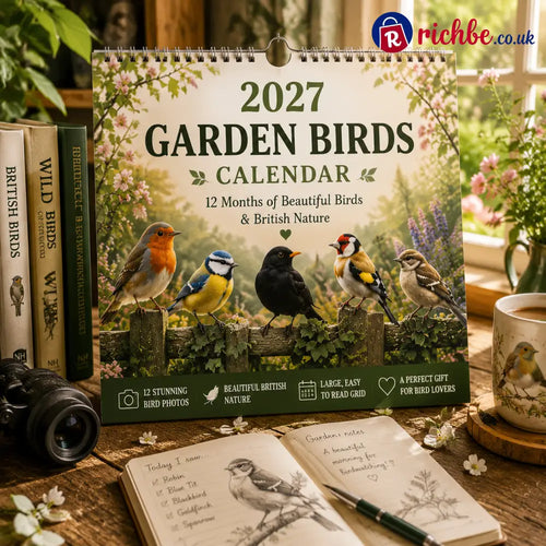 🐦 2027 Garden Birds Calendar – 12 Months of Beautiful British Birds & Nature Moments – Wall Calendar Gift for Bird
