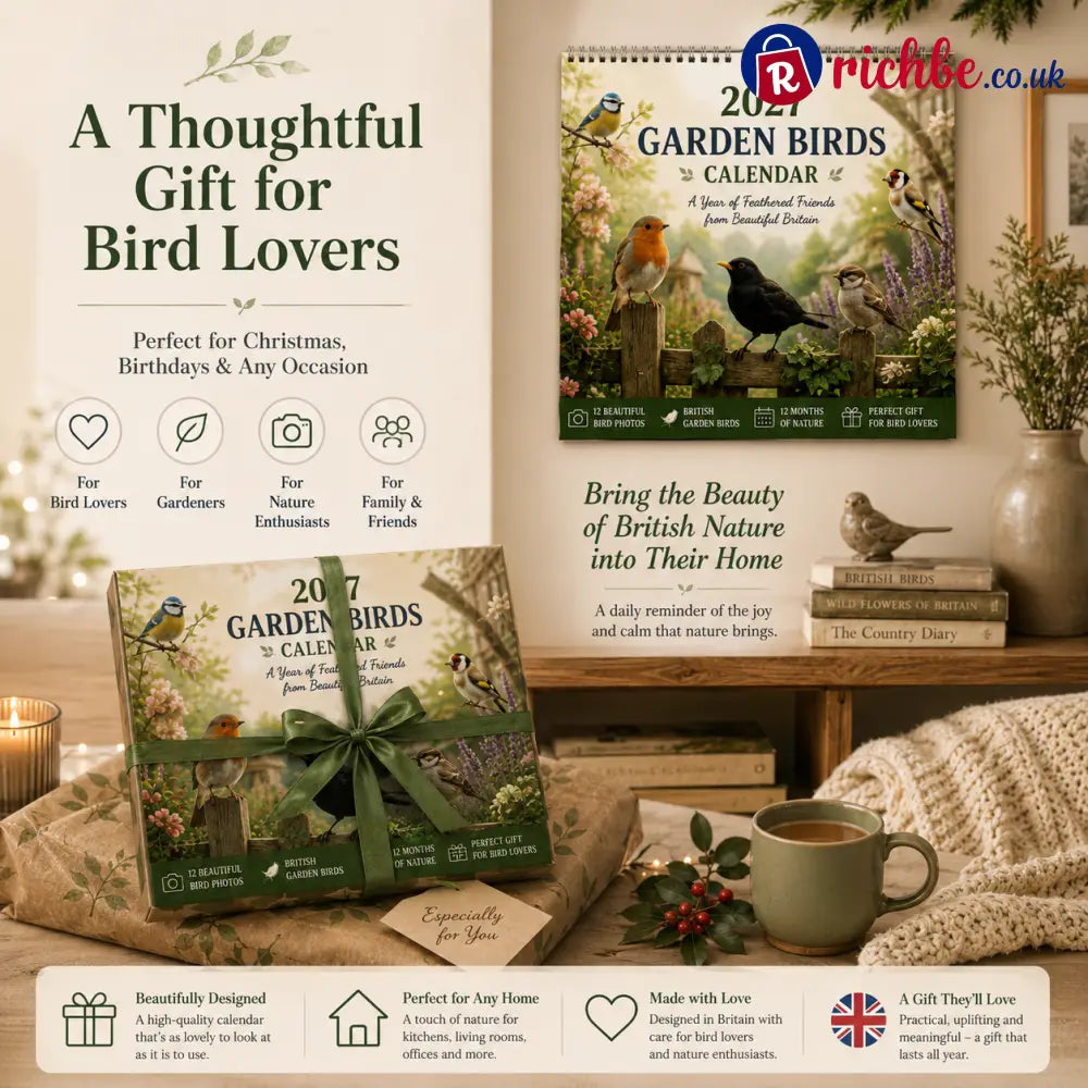 🐦 2027 Garden Birds Calendar – 12 Months of Beautiful British Birds & Nature Moments – Wall Calendar Gift for Bird