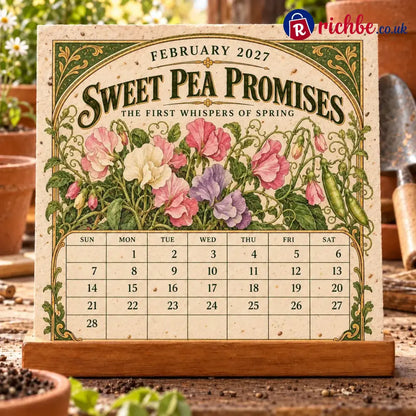 🌱 2027 Heirloom Garden Plantable Seed Calendar | 12 Plantable Months with Vintage Botanical Art & Wooden Stand 🌼 - New
