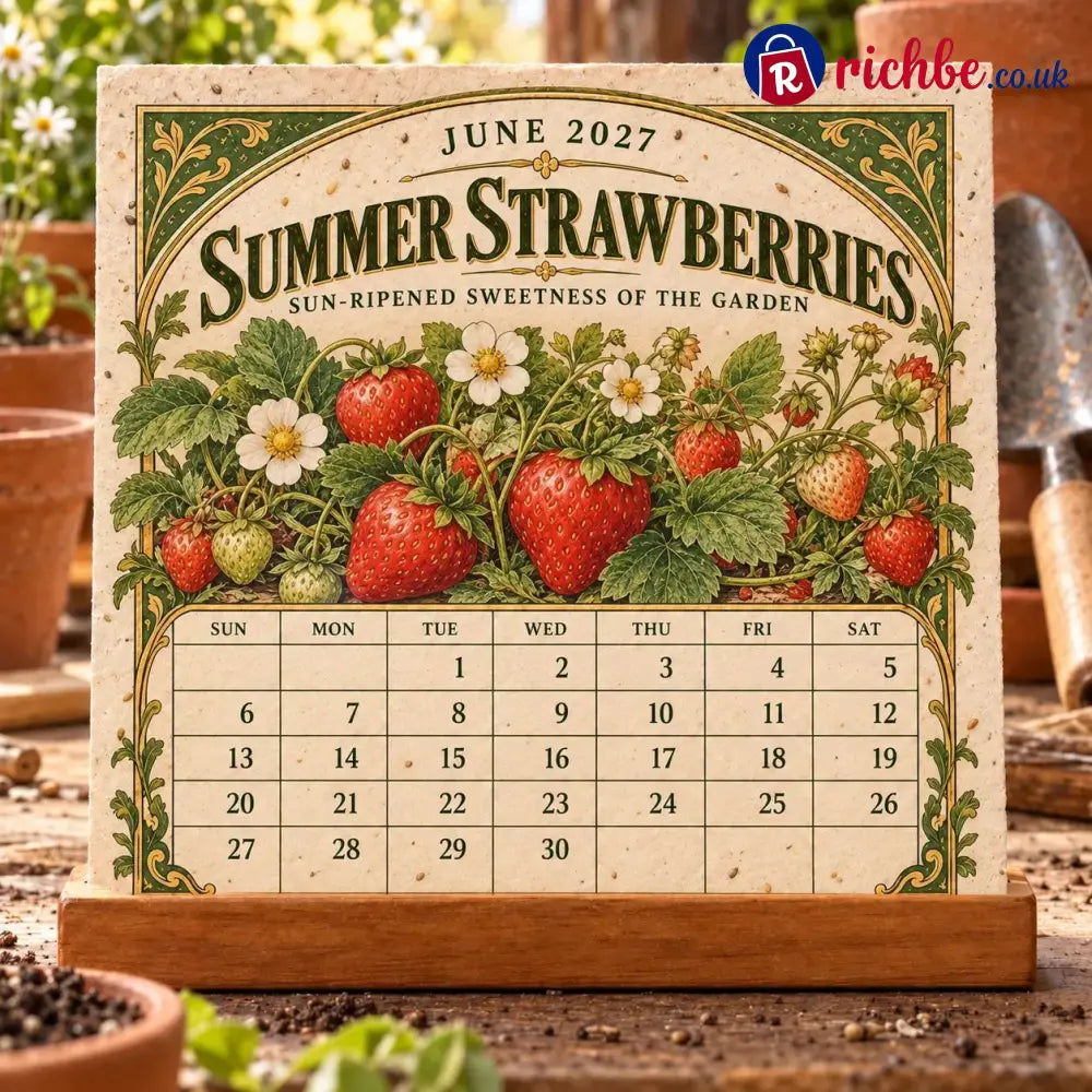 🌱 2027 Heirloom Garden Plantable Seed Calendar | 12 Plantable Months with Vintage Botanical Art & Wooden Stand 🌼 - New