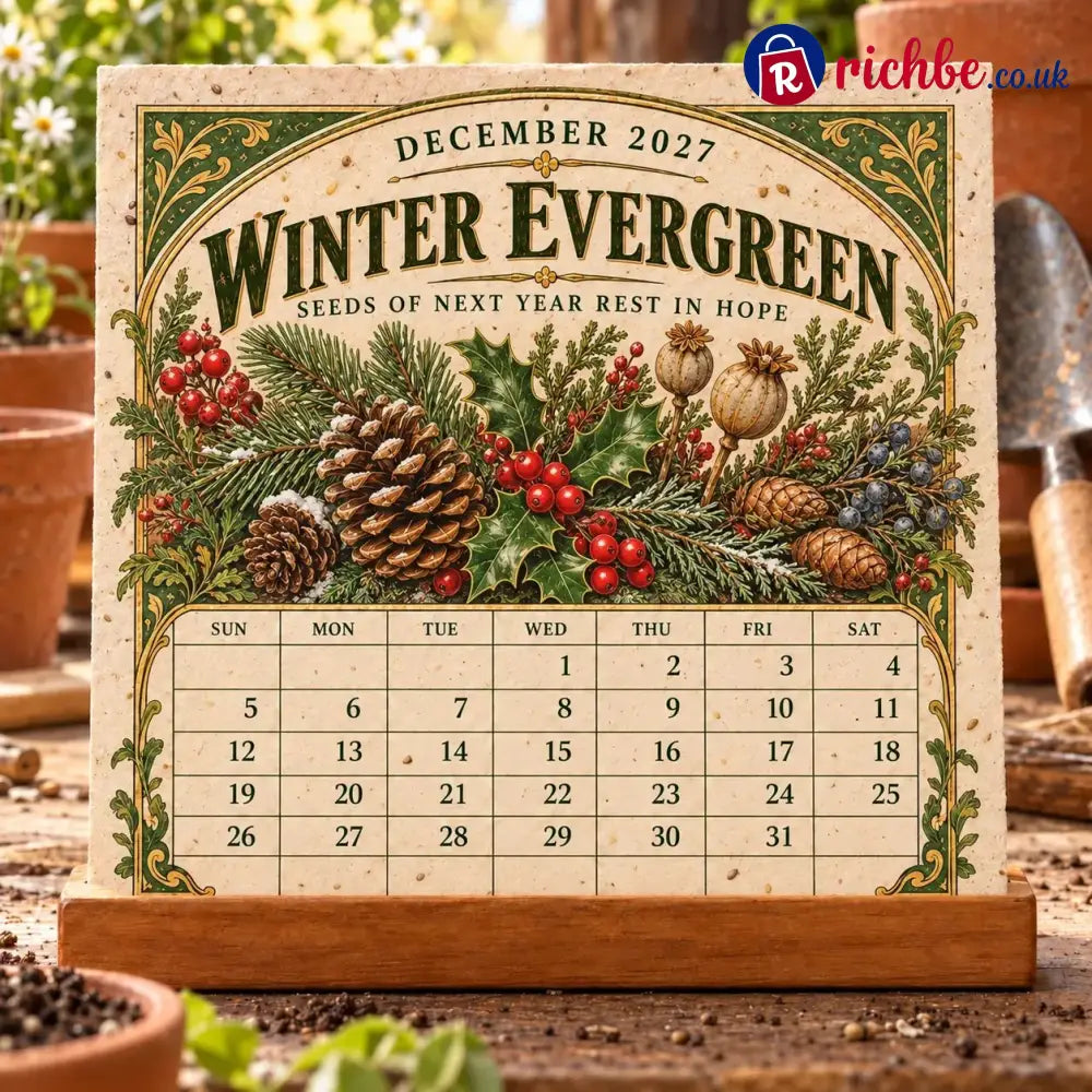 🌱 2027 Heirloom Garden Plantable Seed Calendar | 12 Plantable Months with Vintage Botanical Art & Wooden Stand 🌼 - New