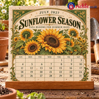 🌱 2027 Heirloom Garden Plantable Seed Calendar | 12 Plantable Months with Vintage Botanical Art & Wooden Stand 🌼 - New