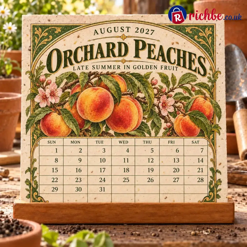 🌱 2027 Heirloom Garden Plantable Seed Calendar | 12 Plantable Months with Vintage Botanical Art & Wooden Stand 🌼 - New