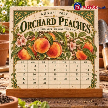 🌱 2027 Heirloom Garden Plantable Seed Calendar | 12 Plantable Months with Vintage Botanical Art & Wooden Stand 🌼 - New