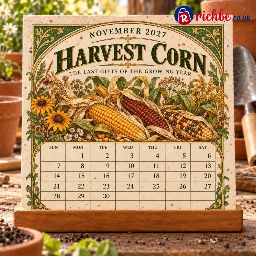 🌱 2027 Heirloom Garden Plantable Seed Calendar | 12 Plantable Months with Vintage Botanical Art & Wooden Stand 🌼 - New