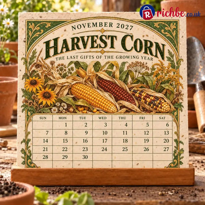🌱 2027 Heirloom Garden Plantable Seed Calendar | 12 Plantable Months with Vintage Botanical Art & Wooden Stand 🌼 - New
