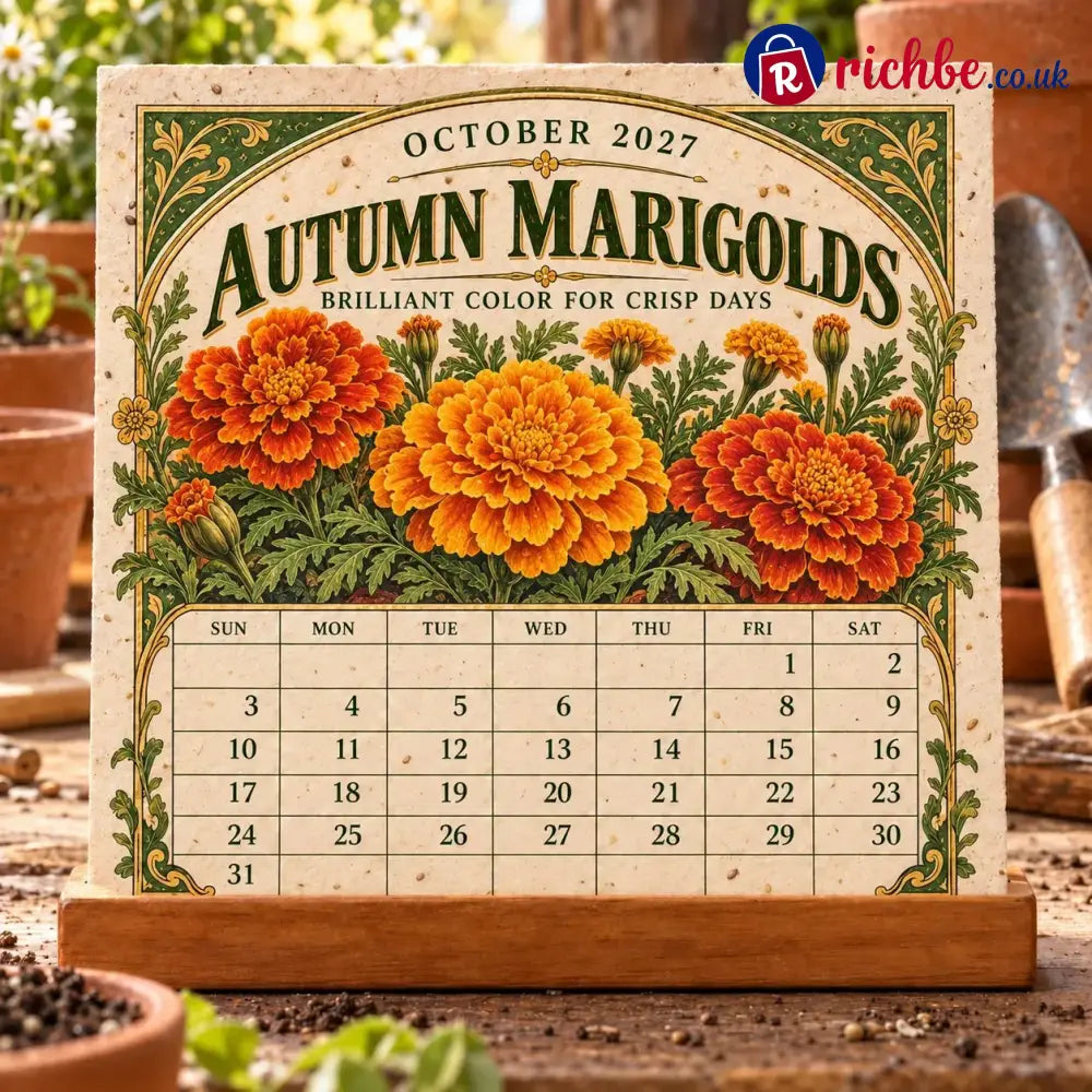 🌱 2027 Heirloom Garden Plantable Seed Calendar | 12 Plantable Months with Vintage Botanical Art & Wooden Stand 🌼 - New