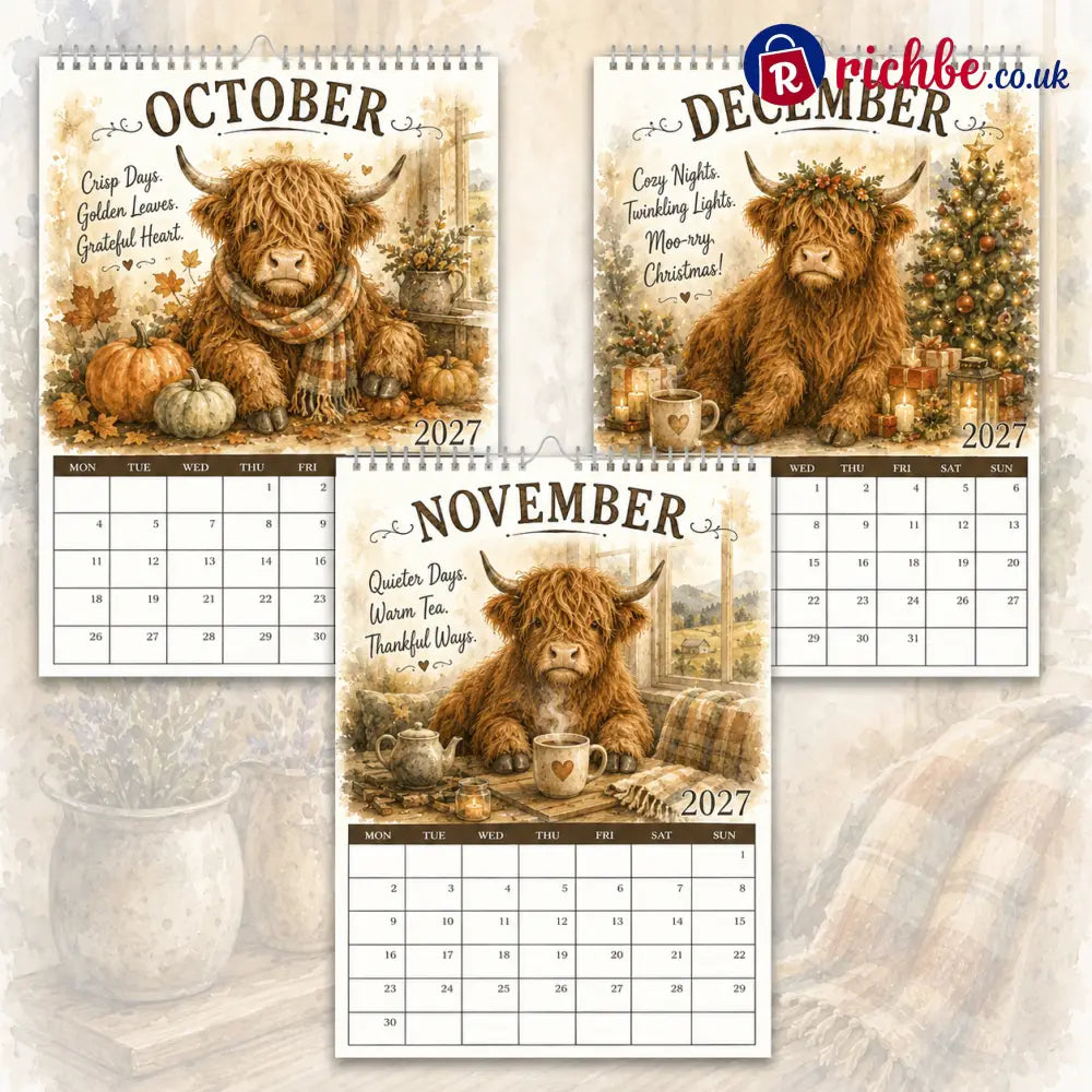 2027 Highland Cow Life Calendar｜A4 Hanging Calendar - Calendar