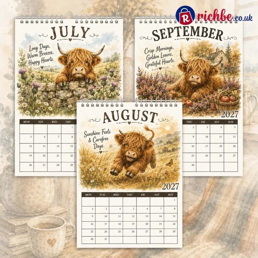 2027 Highland Cow Life Calendar｜A4 Hanging Calendar - Calendar