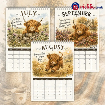 2027 Highland Cow Life Calendar｜A4 Hanging Calendar - Calendar