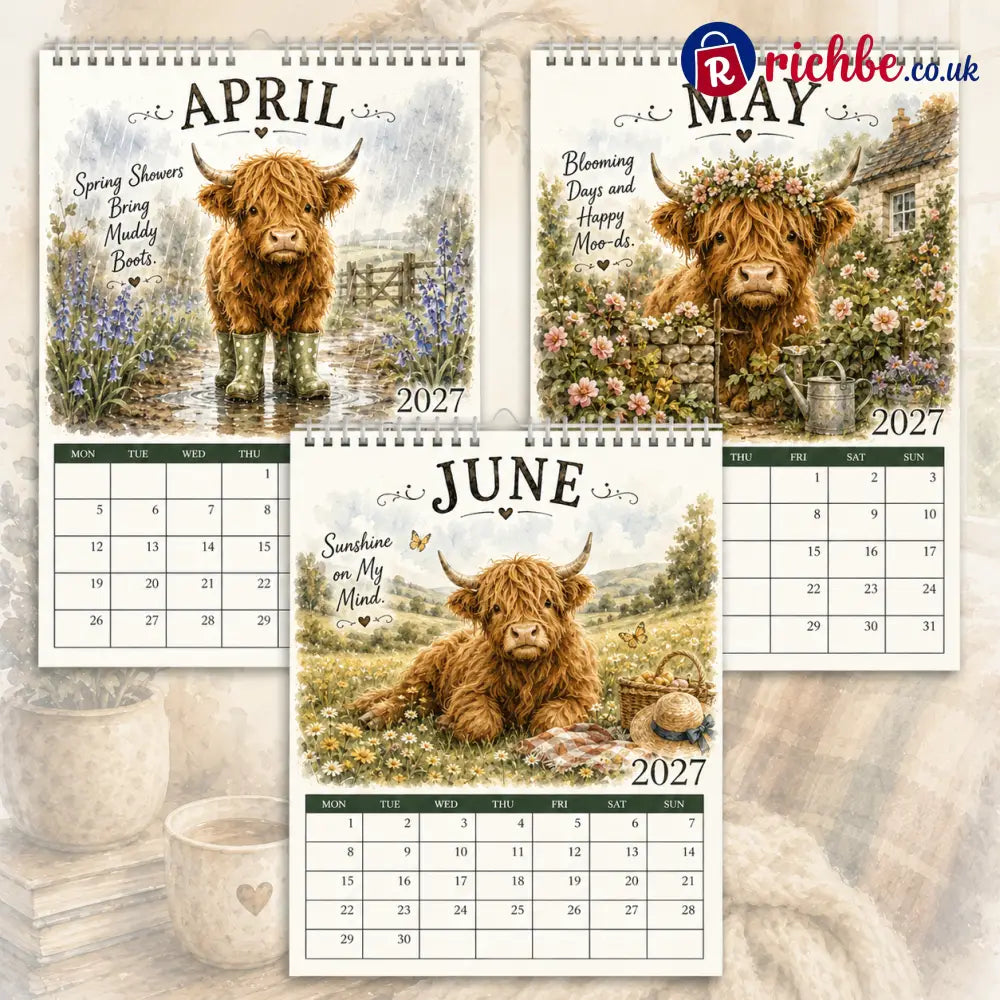 2027 Highland Cow Life Calendar｜A4 Hanging Calendar - Calendar
