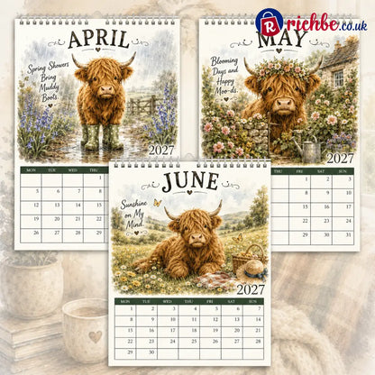 2027 Highland Cow Life Calendar｜A4 Hanging Calendar - Calendar
