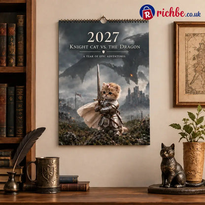🐱2027 Knight Cat vs. The Dragon Calendar - 📅Buy 1