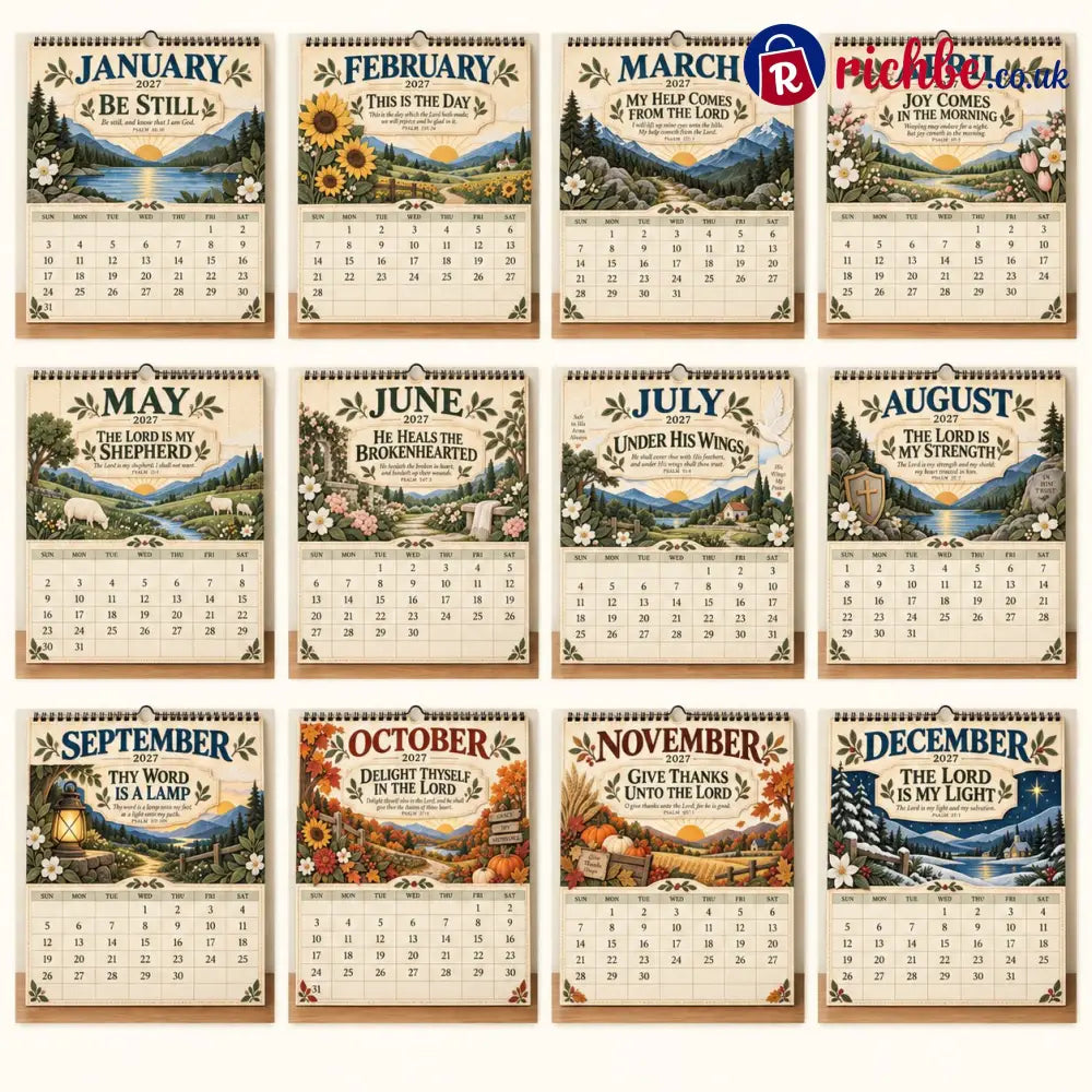 ✝️ 2027 Psalms Wall Calendar | Monthly Scripture & Christian Artwork - All Collections
