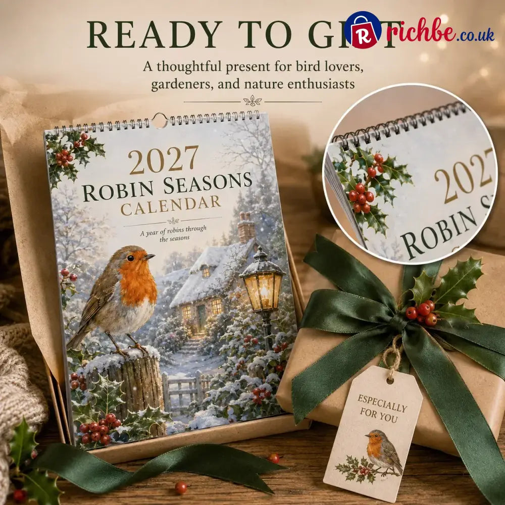 2027 Robin Seasons Calendar – British Countryside Garden Bird Wall Calendar & Gift for Bird Lovers - 🐦 1 Calendar (A