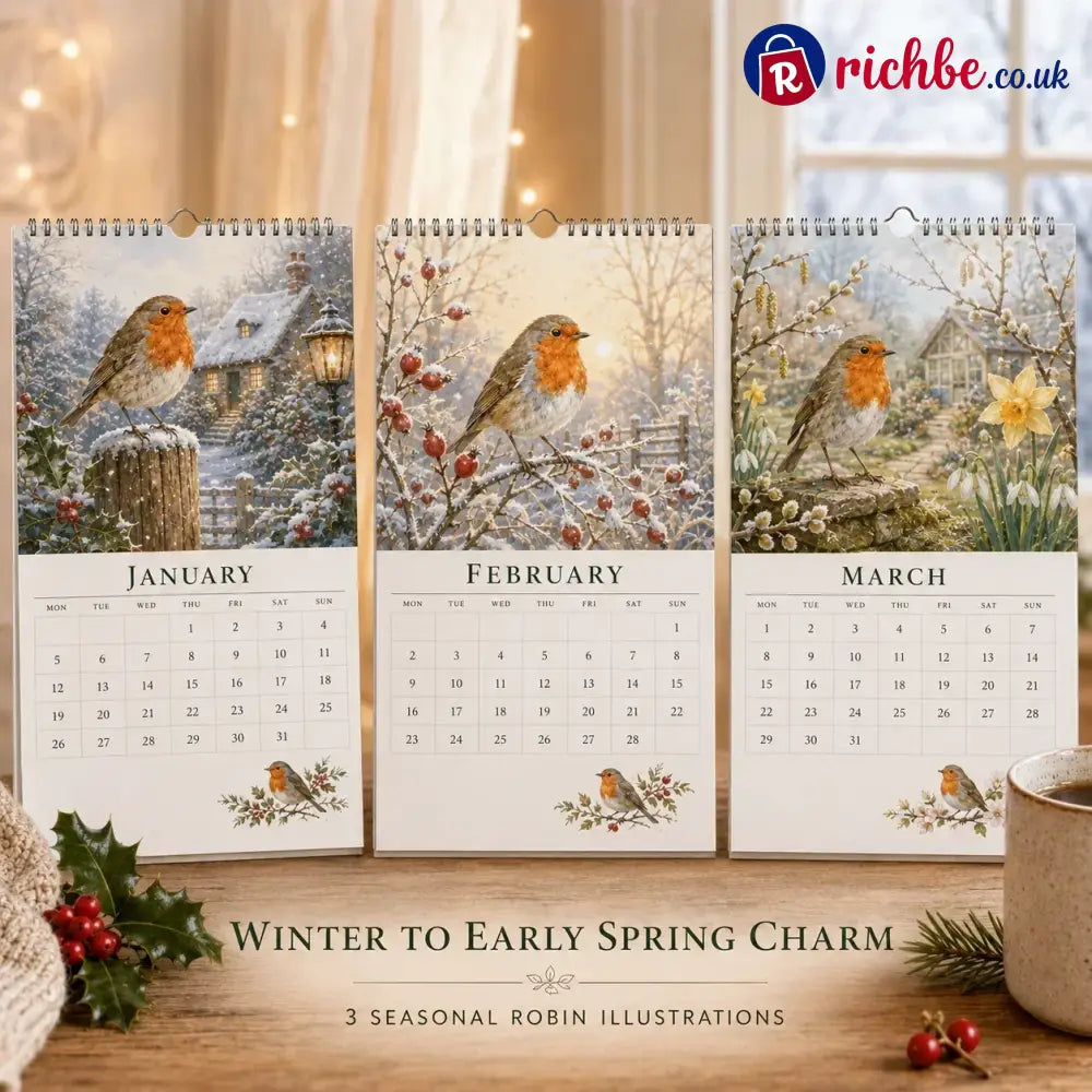 2027 Robin Seasons Calendar – British Countryside Garden Bird Wall Calendar & Gift for Bird Lovers
