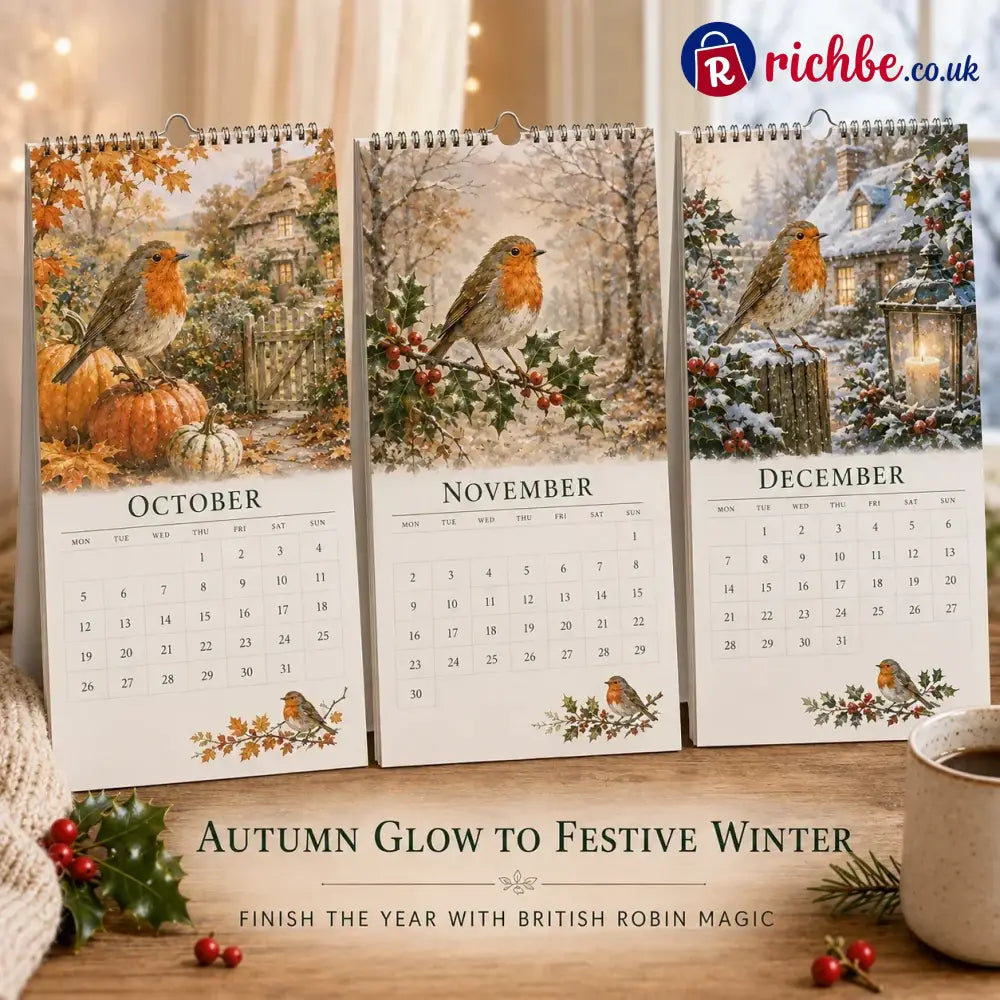 2027 Robin Seasons Calendar – British Countryside Garden Bird Wall Calendar & Gift for Bird Lovers