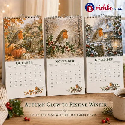 2027 Robin Seasons Calendar – British Countryside Garden Bird Wall Calendar & Gift for Bird Lovers