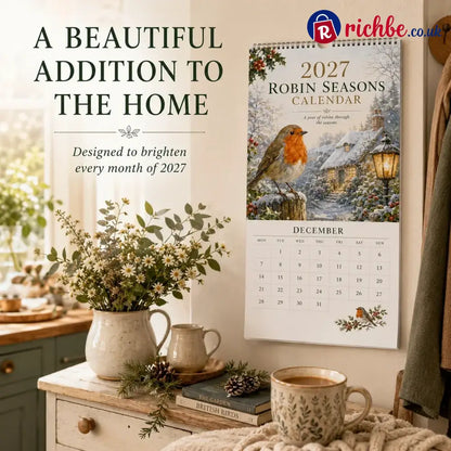 2027 Robin Seasons Calendar – British Countryside Garden Bird Wall Calendar & Gift for Bird Lovers