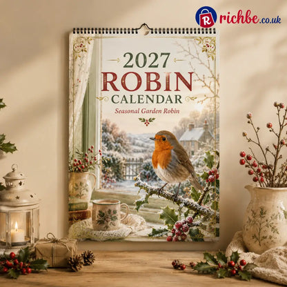 🐦 2027 Seasonal Garden Robin Calendar|A4 Hanging Calendar - Houseware & Kitchen