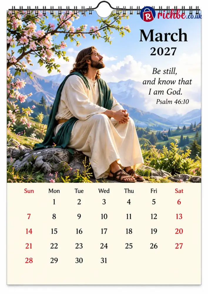 ✝️ 2027 Seasons of Faith Wall Calendar | 12 Months of Christian-Inspired Artwork Peaceful Countryside Scenes & Shepherd