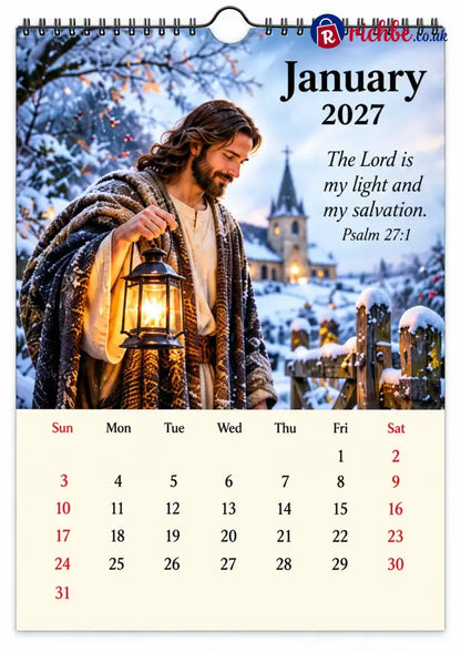 ✝️ 2027 Seasons of Faith Wall Calendar | 12 Months of Christian-Inspired Artwork Peaceful Countryside Scenes & Shepherd