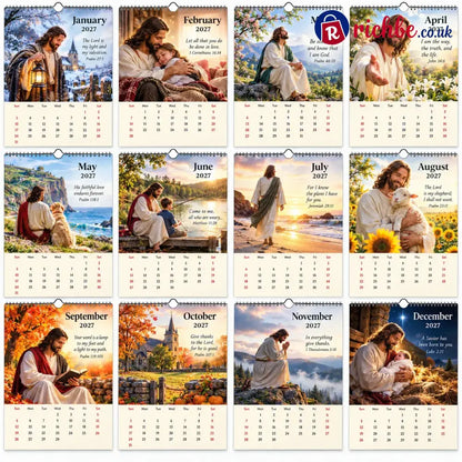 ✝️ 2027 Seasons of Faith Wall Calendar | 12 Months of Christian-Inspired Artwork Peaceful Countryside Scenes & Shepherd