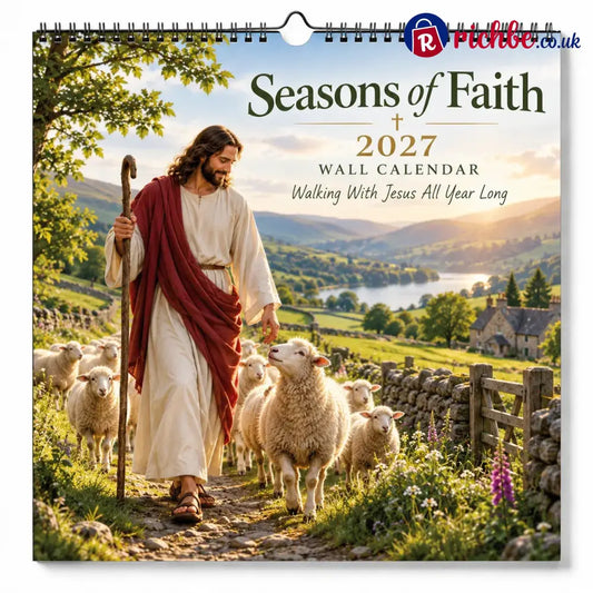 ✝️ 2027 Seasons of Faith Wall Calendar | 12 Months of Christian-Inspired Artwork Peaceful Countryside Scenes & Shepherd