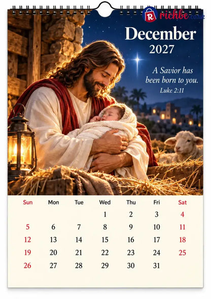 ✝️ 2027 Seasons of Faith Wall Calendar | 12 Months of Christian-Inspired Artwork Peaceful Countryside Scenes & Shepherd