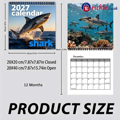 🦈2027 Sharks Wall Calendar – 12 Months of Incredible Sharks & Ocean Adventures - 2027 CALENDAR