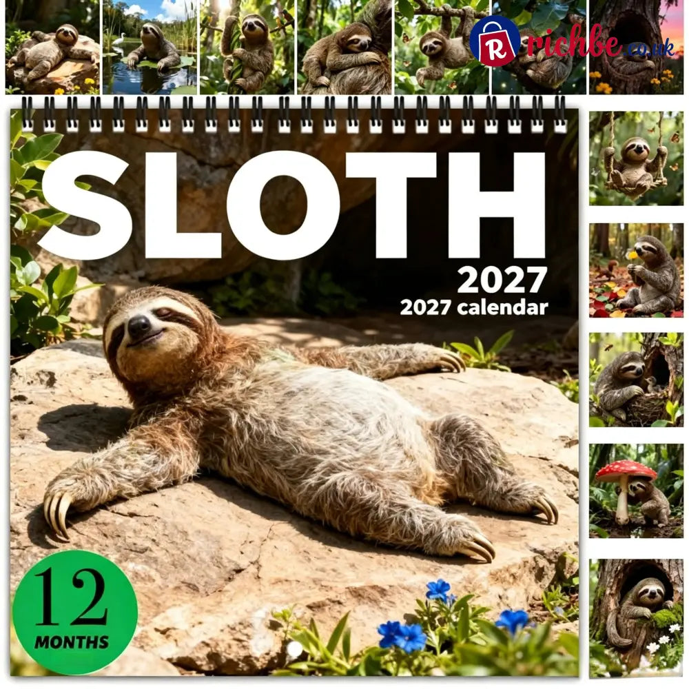 🦥2027 Sloths Wall Calendar – 12 Months of Cute Sloths & Relaxing Nature Moments - 2027 CALENDAR