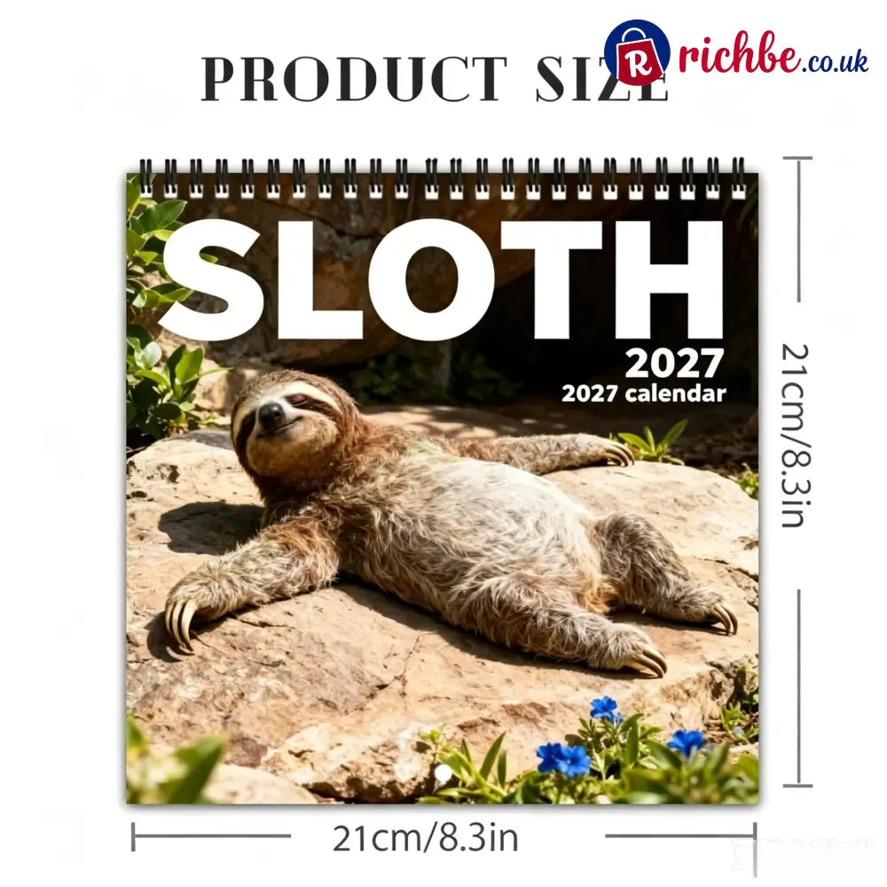 🦥2027 Sloths Wall Calendar – 12 Months of Cute Sloths & Relaxing Nature Moments - 2027 CALENDAR