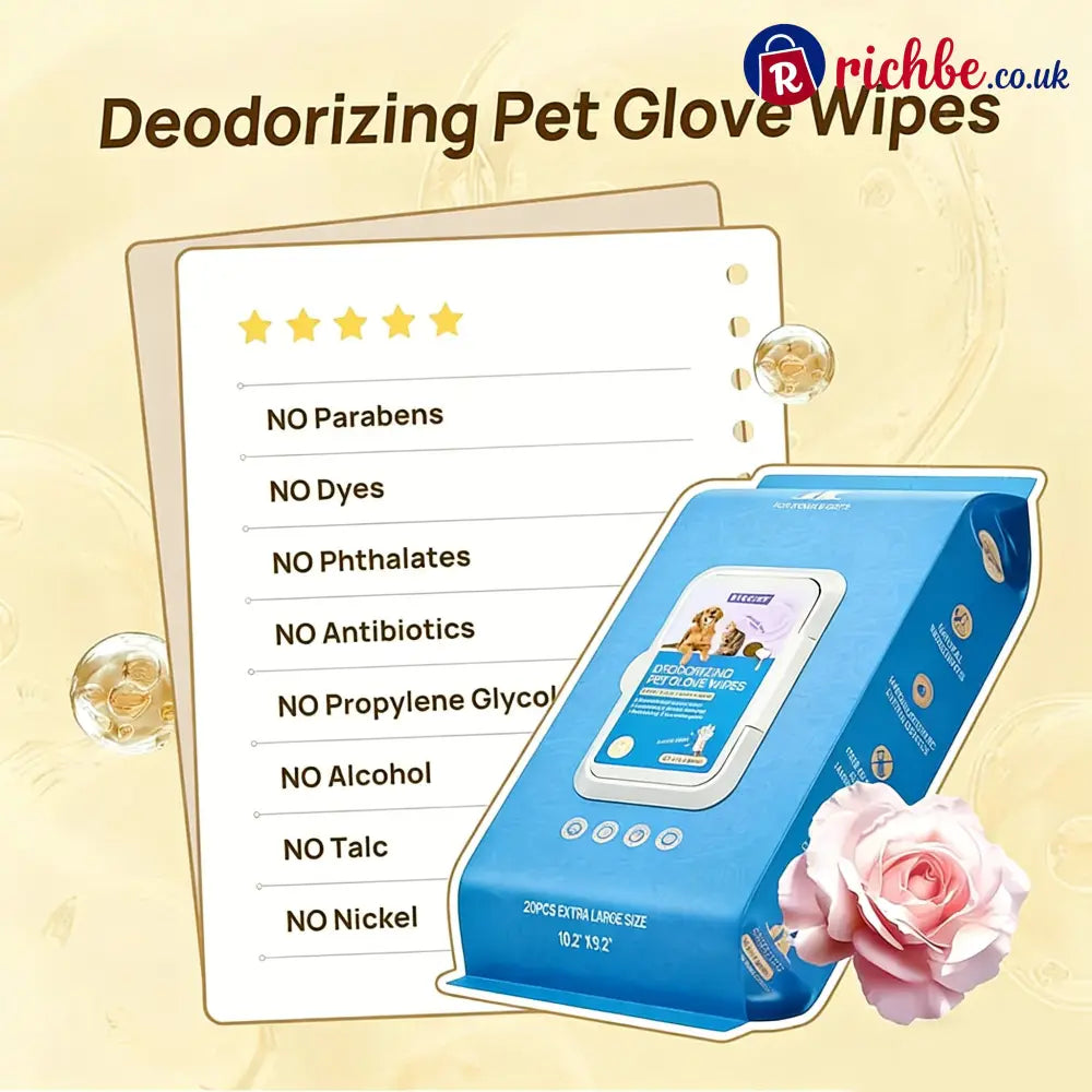 20Pcs Deodorizing Pet Glove Wipes