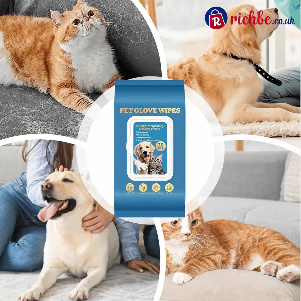 20Pcs Deodorizing Pet Glove Wipes