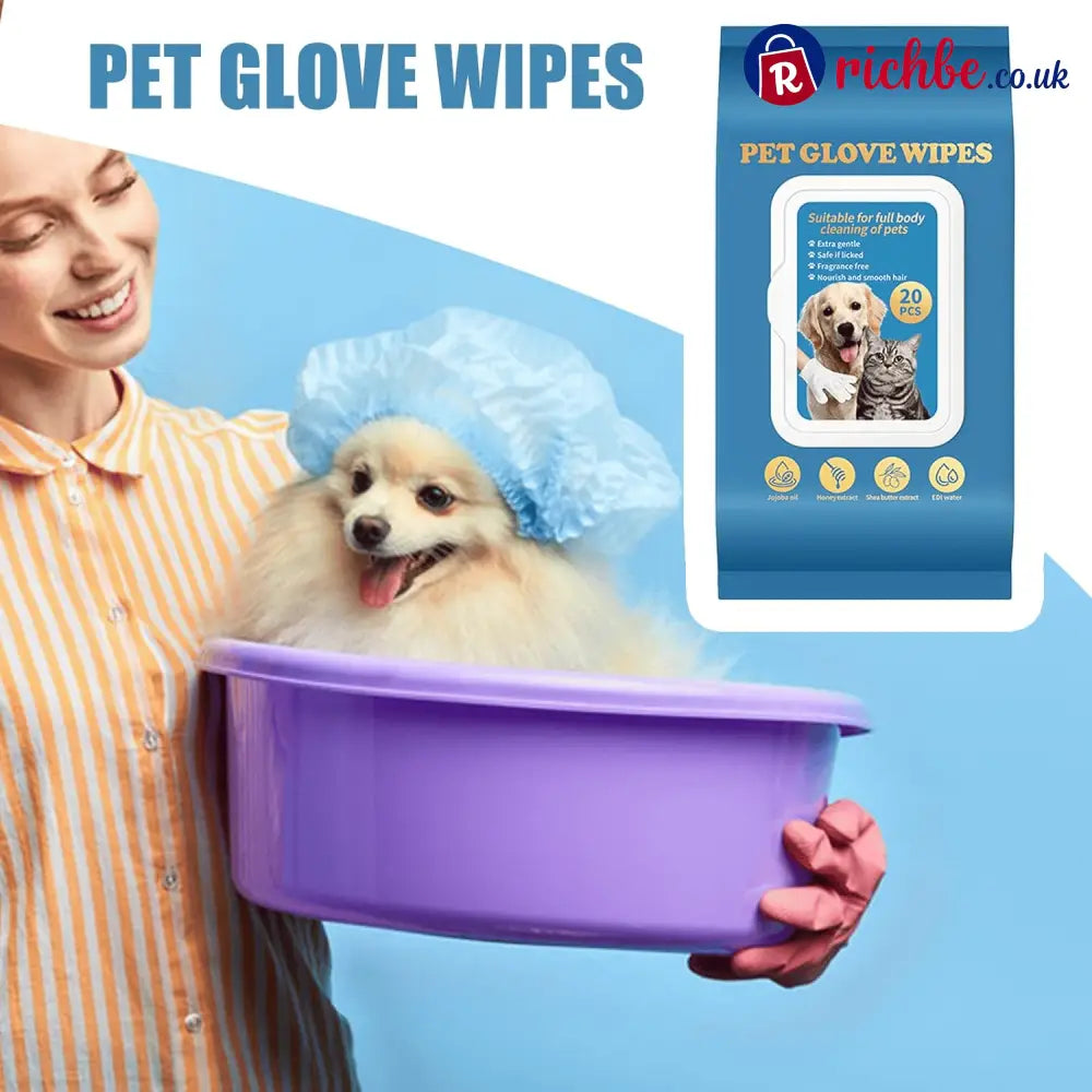 20Pcs Deodorizing Pet Glove Wipes