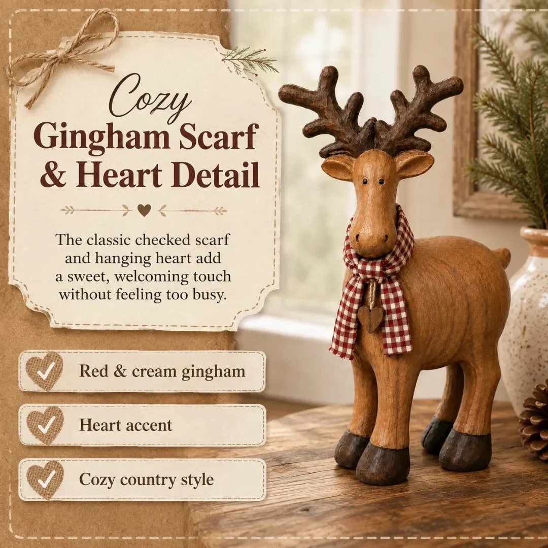 🦌Rustic Farmhouse Reindeer Figurine