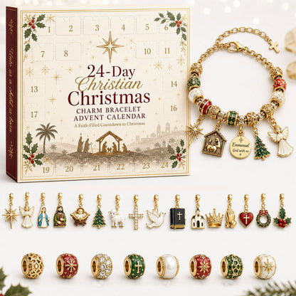 🎅 2026 Christmas Gift 49% Off--🎄24-Day Christian Christmas Charm Bracelet Advent Calendar