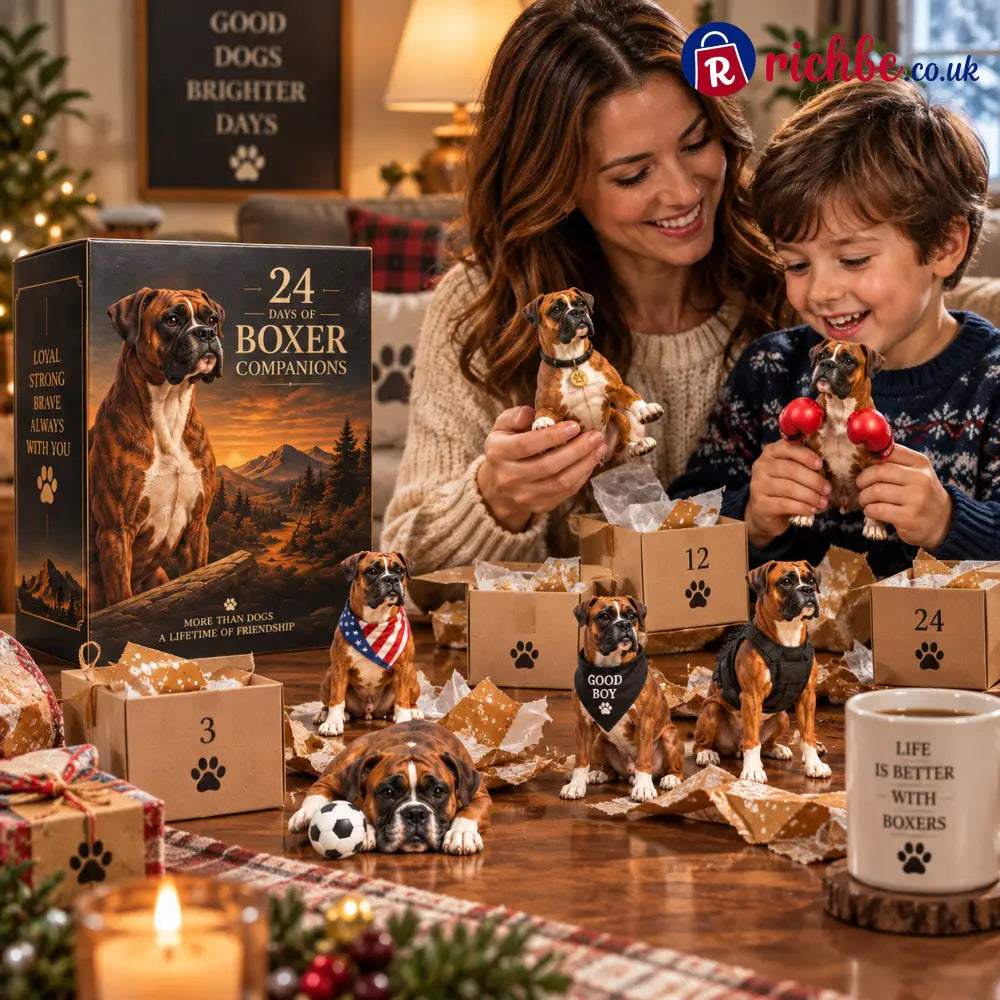 24 Days of Boxer Companions, 24 Unique Boxer Dog Collectible Figures