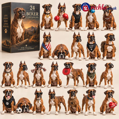 24 Days of Boxer Companions, 24 Unique Boxer Dog Collectible Figures