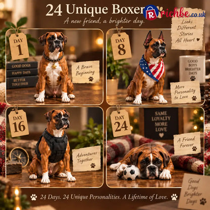 24 Days of Boxer Companions, 24 Unique Boxer Dog Collectible Figures