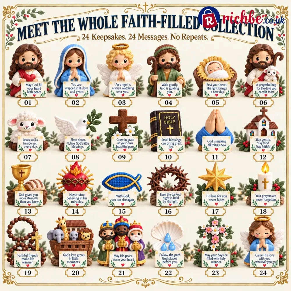 ✝️ 24 Days of Faith-Filled Advent Calendar | 24 Unique Hand-Painted Christian Keepsakes with Matching Encouragement
