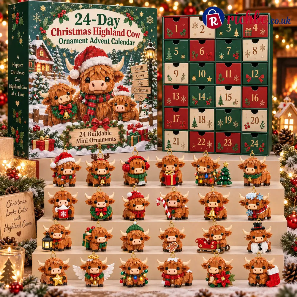 🐮🎄24 Days of Highland Cheer – Christmas Highland Cow Advent Calendar with 24 Mini Toys