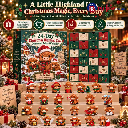 🐮🎄24 Days of Highland Cheer – Christmas Highland Cow Advent Calendar with 24 Mini Toys