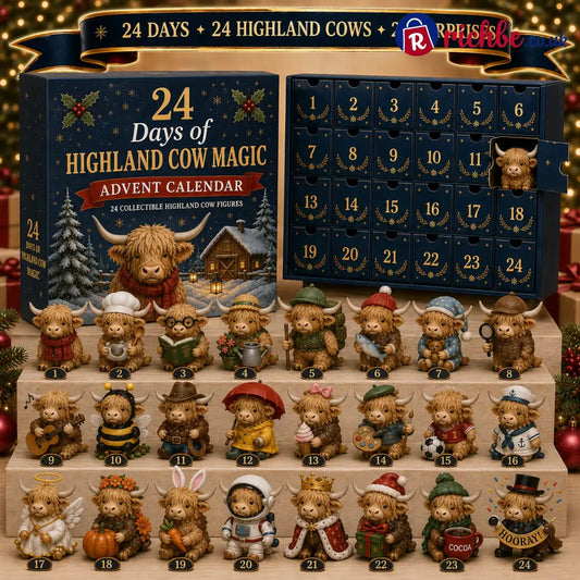 🐮 24 Days of Highland Cow Magic Advent Calendar – 24 Collectible Christmas Cow Surprises