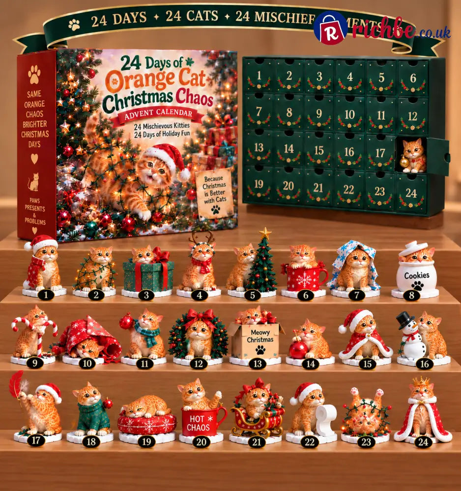 🐾 24 Days of Orange Cat Christmas Chaos, 24 Mischievous Kitties