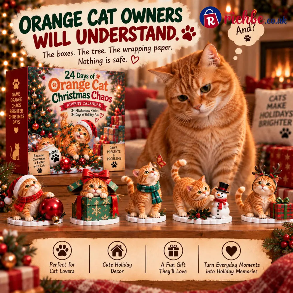 🐾 24 Days of Orange Cat Christmas Chaos, 24 Mischievous Kitties