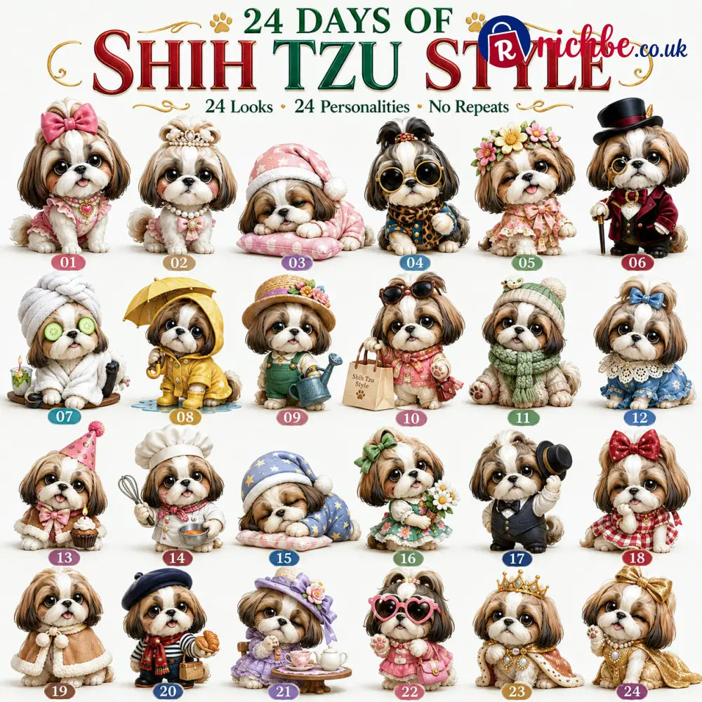 🎀24 Days of Shih Tzu Style Advent Calendar – 24 Unique Shih Tzu Collectibles ✨🐾